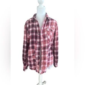 Upcycled Bleached Flannel Shirt Size XL (F49)‎